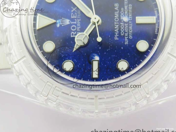 0512 Submariner Phantomlab Transparent KZF Best Edition Deep Blue Dial on White Rubber Strap VR WellDesigned 2568